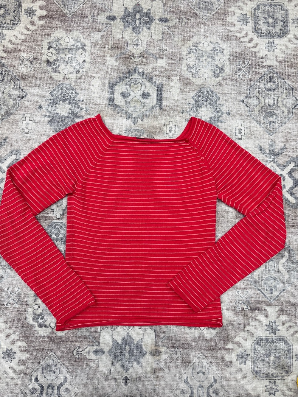 *SOLD* Willi Smith 100% Cotton Breton Stripe Boat Neck Sweater | Medium - Picture 2 of 10